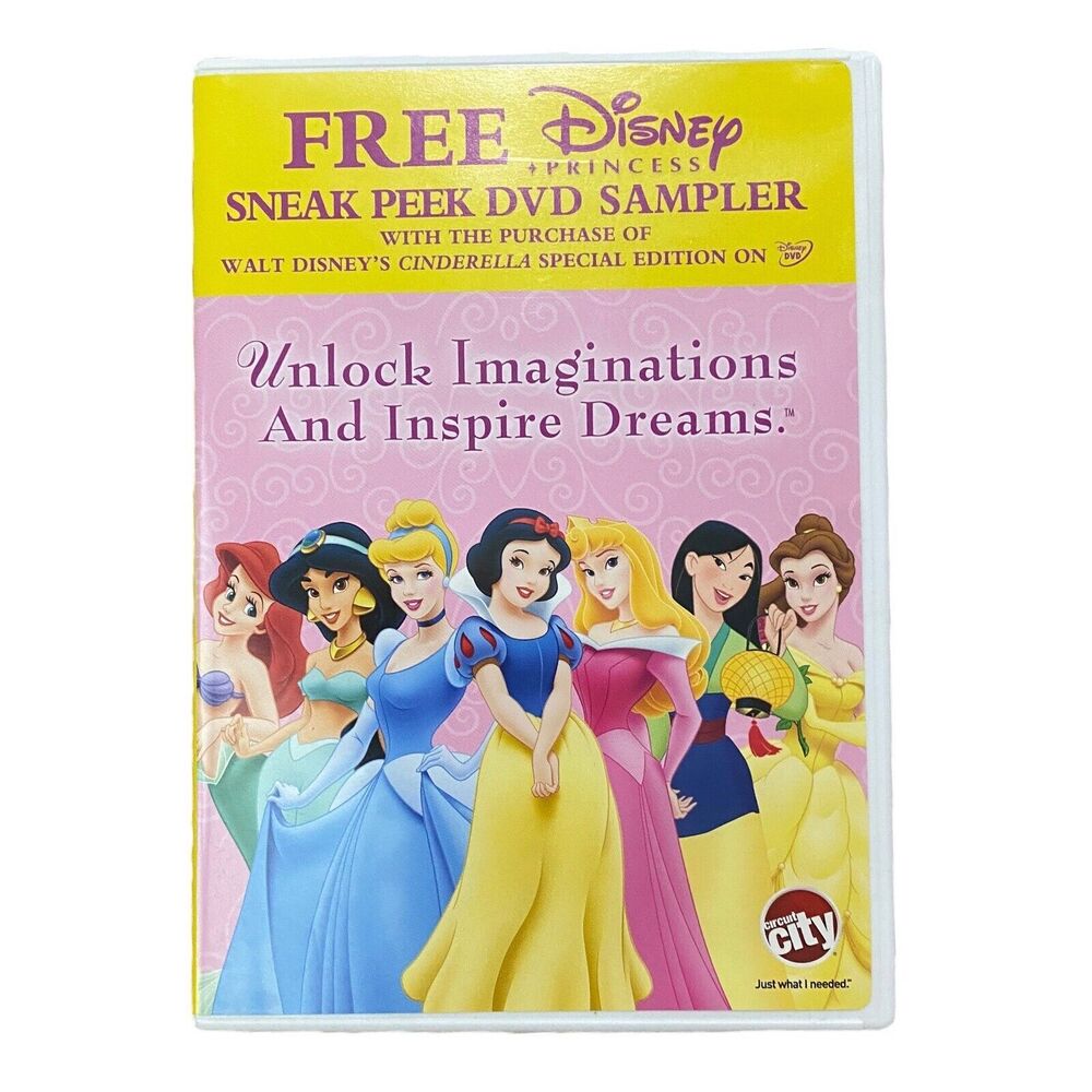 Disney Princess Sneak Peek DVD Sampler CIRCUIT CITY EXCLUSIVE CINDERELLA‎ ARIEL